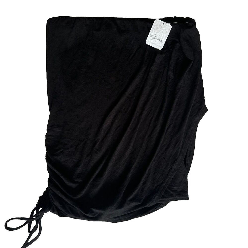 Free People Free-est Black Ruched Side Tie Midi Skirt Women's XS NWT
